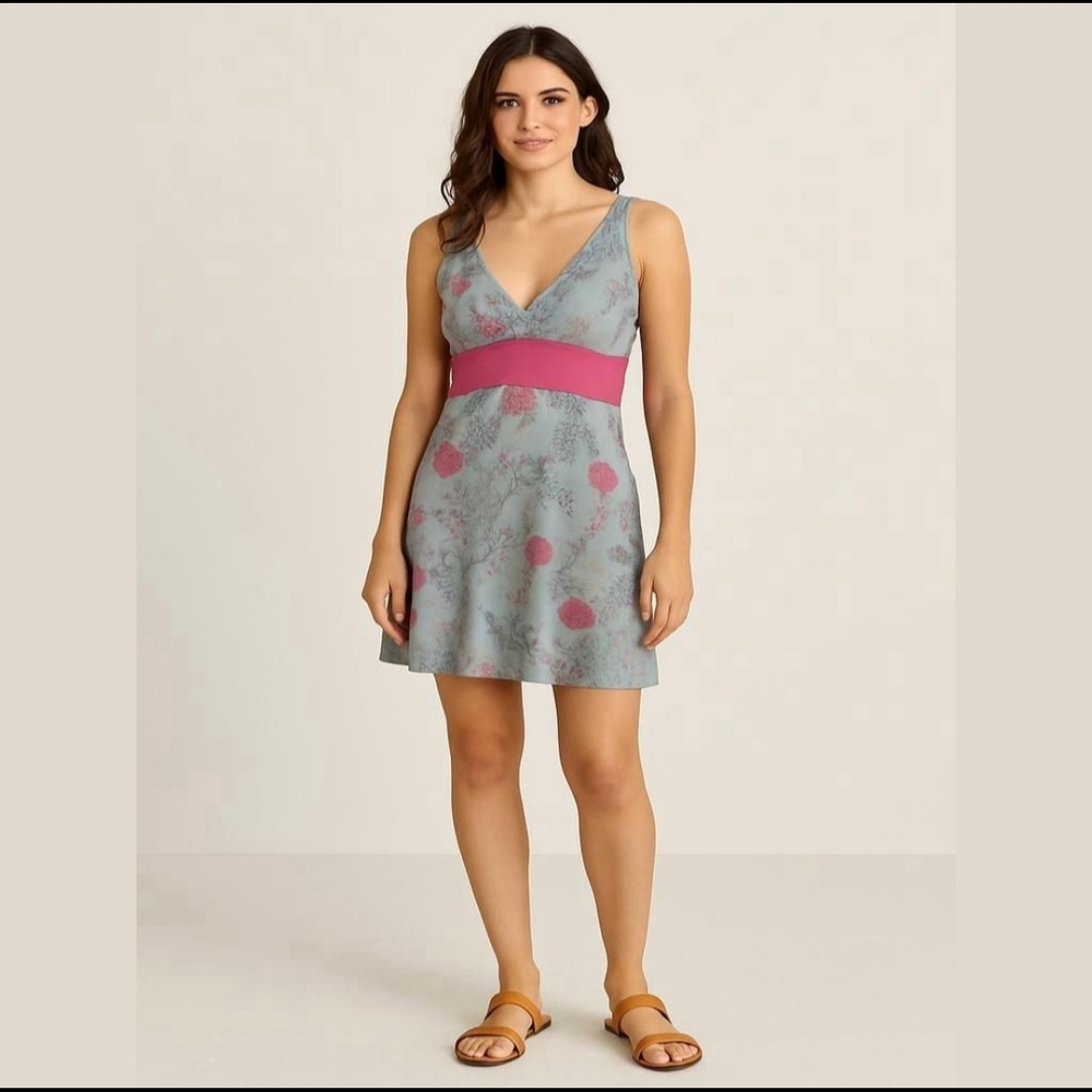 Patagonia Floral Dress with Pink Waistband